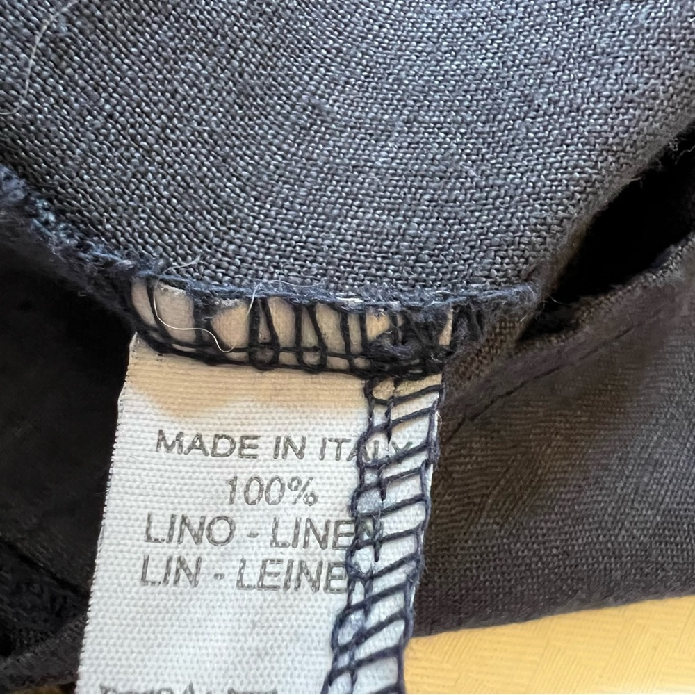 Linen Asymmetrical Navy Artsy Sleeveless Tank Dress - Picture 9 of 16